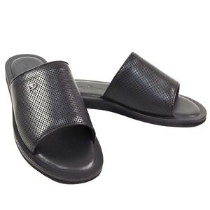 ALBERTO CICCIOLI 🇮🇹 MEN'S BLACK SOFT LEATHER COMFORT FLAT SUMMER SANDALS